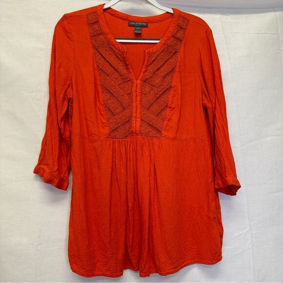A Pea in the Pod Maternity Tunic Top Large L/G - Boho Embroidered Red Blouse - Picture 9 of 9